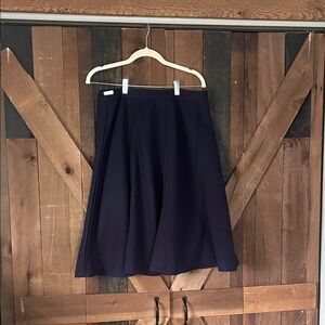 Navy A-Line Midi Skirt - Tailored Flare
